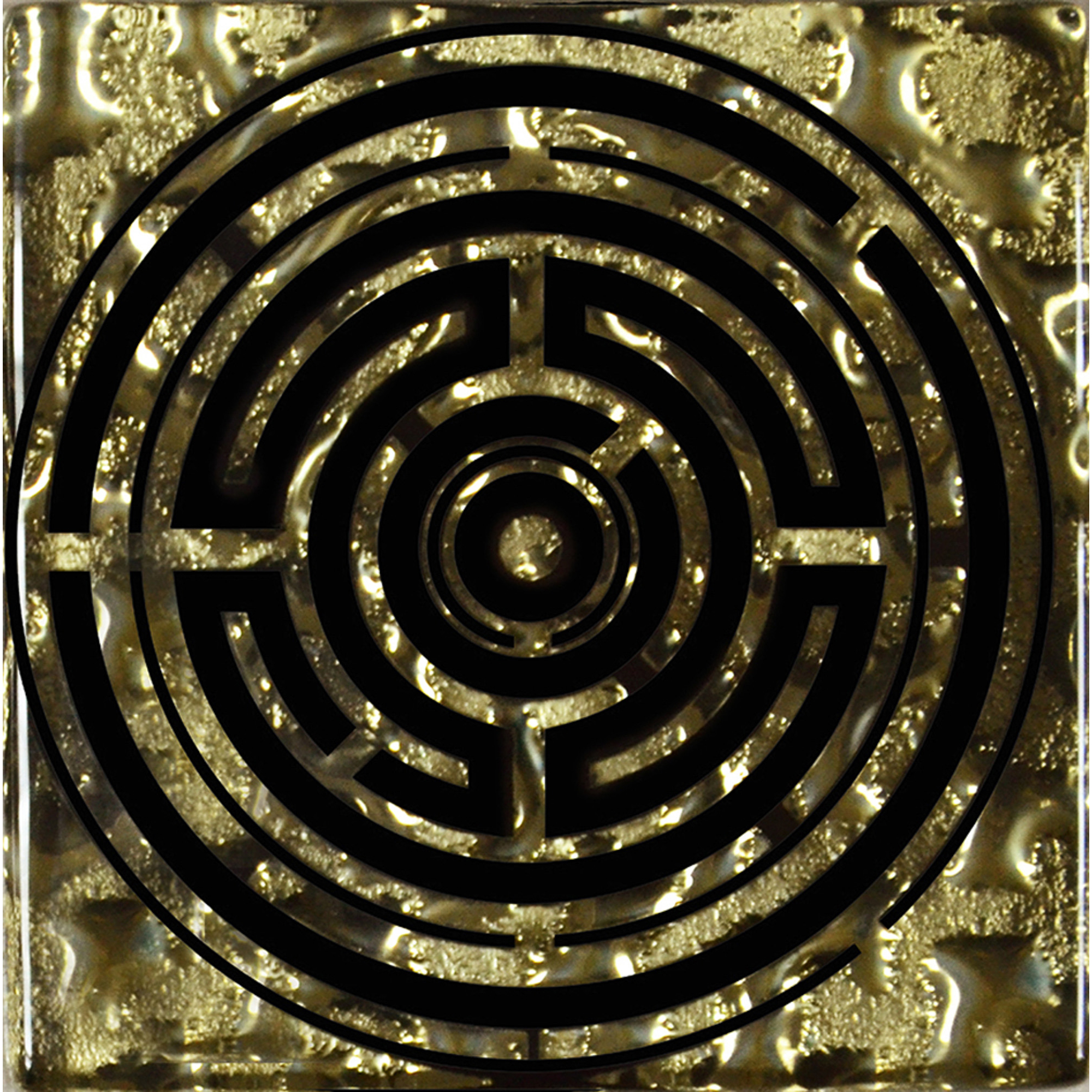 фото Декор роскошная мозаика лабиринт золото 6,6x6,6 см