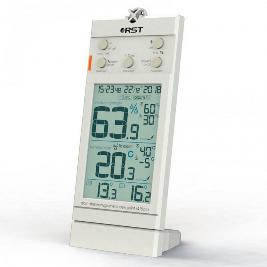 Термогигрометр цифровой большой дисплей белый RST