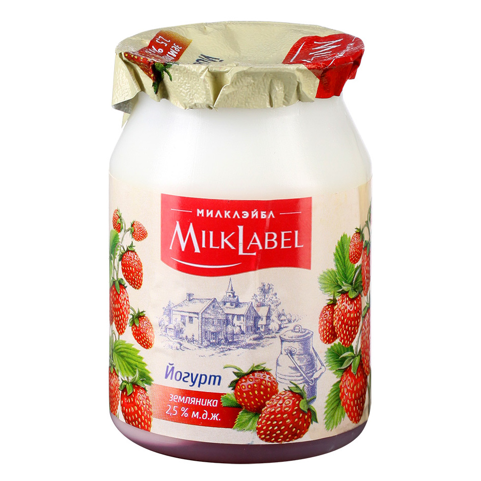 Йогурт безлактозный MilkLabel Земляника 2,5%, 150 г