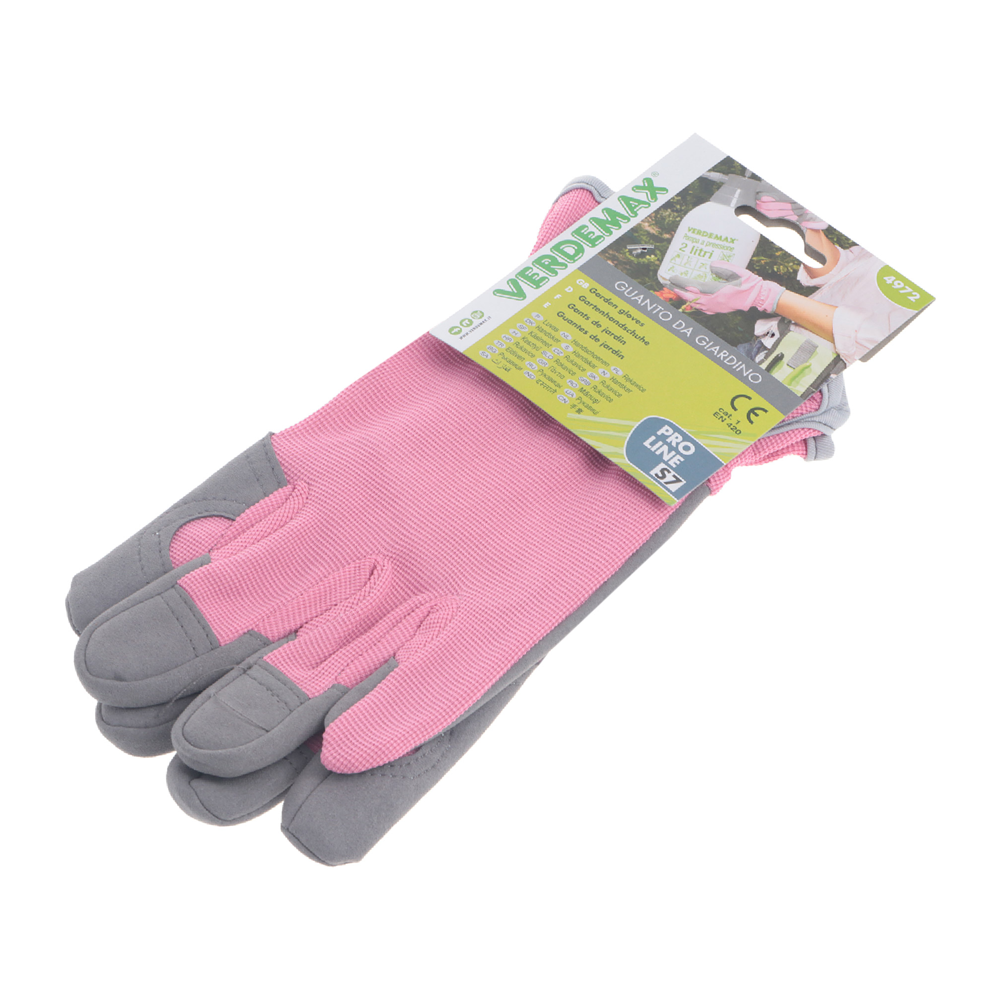 Перчатки садовые Verdemax розово-серые S