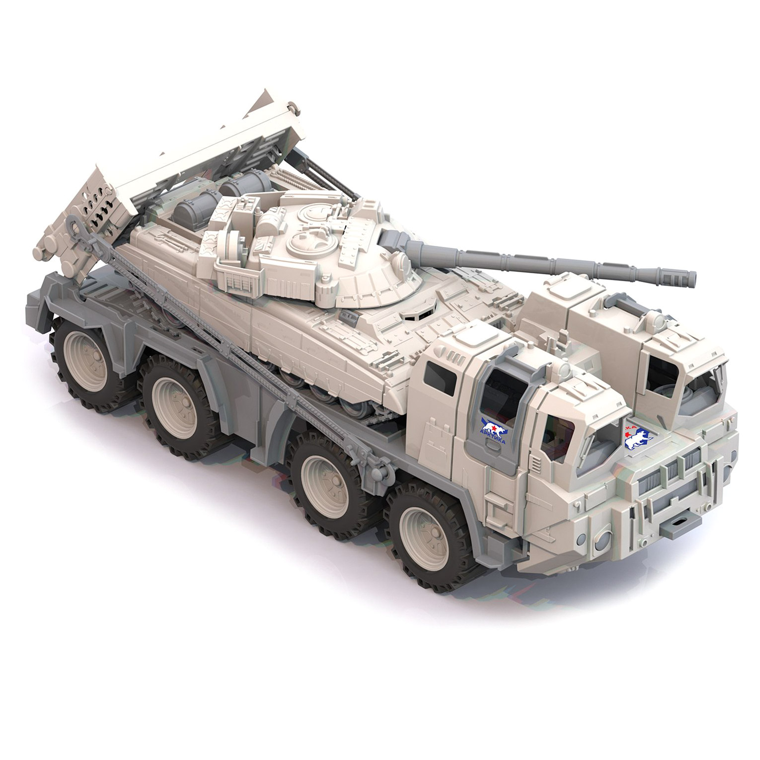 

Военный тягач Нордпласт Арктика с танком, Белый