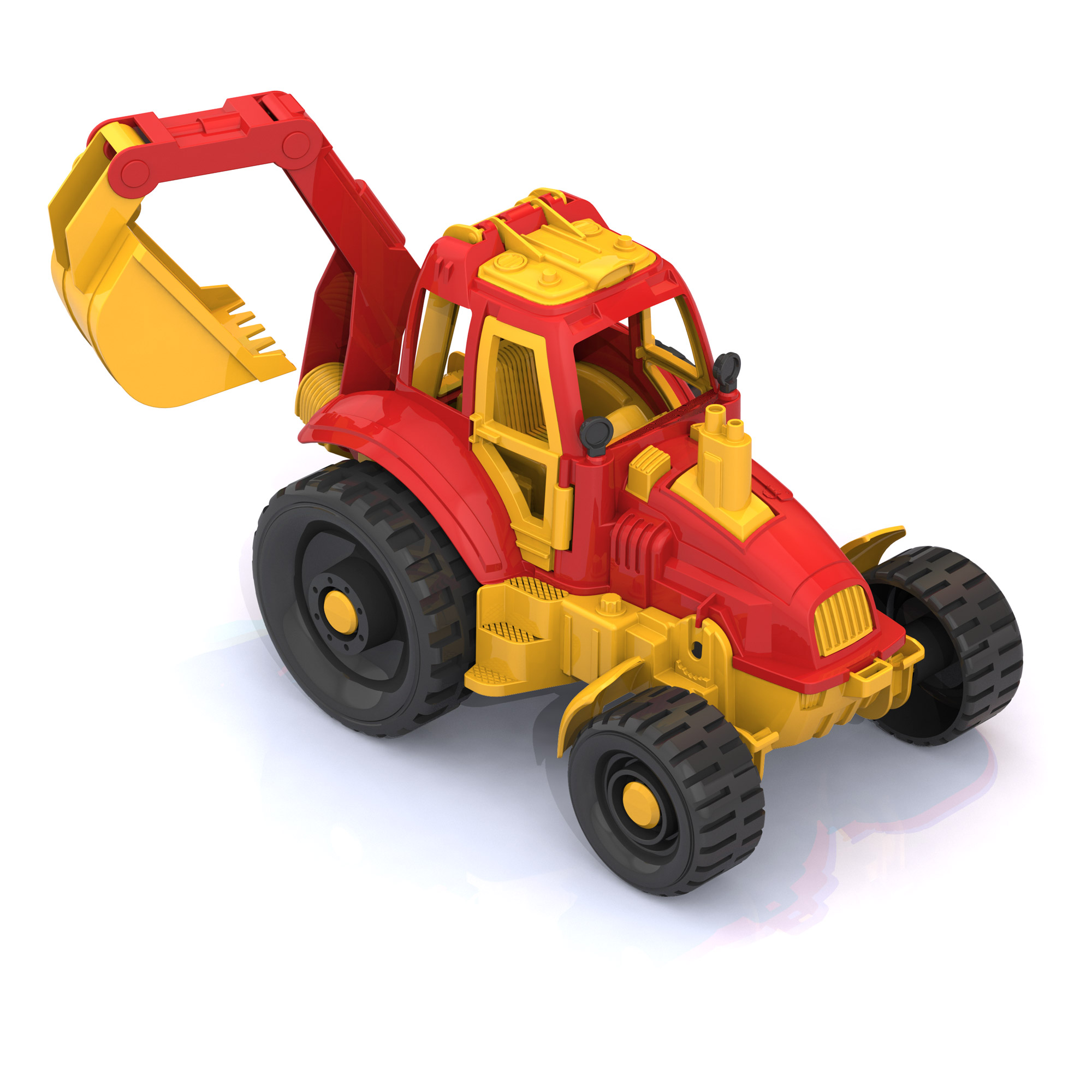 Трактор Нордпласт с ковшом, цвет желтый - фото 1