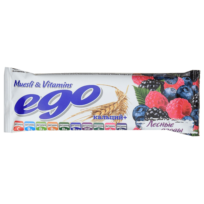 Батончик Ego БАД Лесные ягоды с кальцием и витаминами в йогурте 25 г