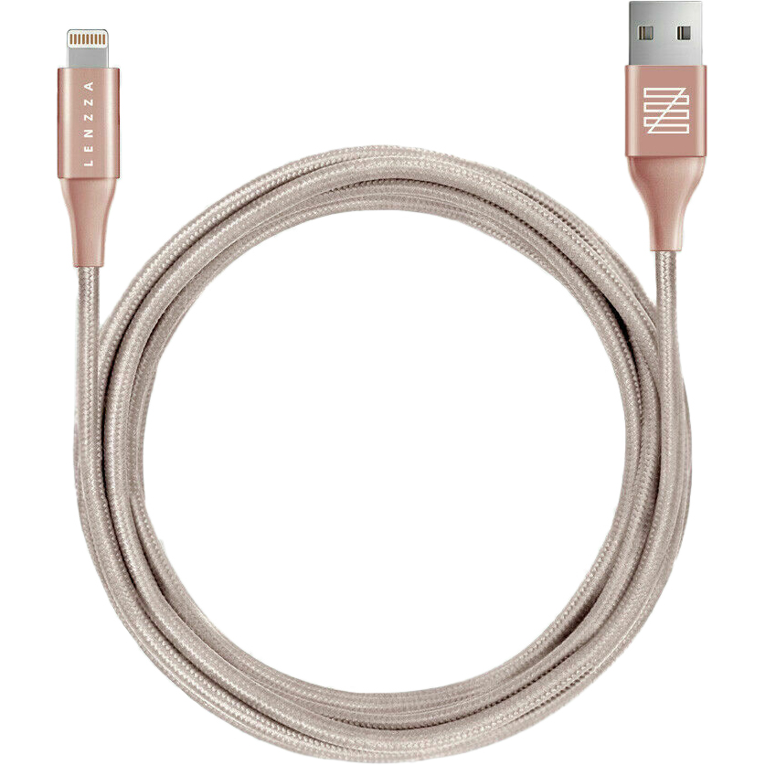 фото Кабель lenzza nylon braided kevlar cable lightning 1,2 м rose gold