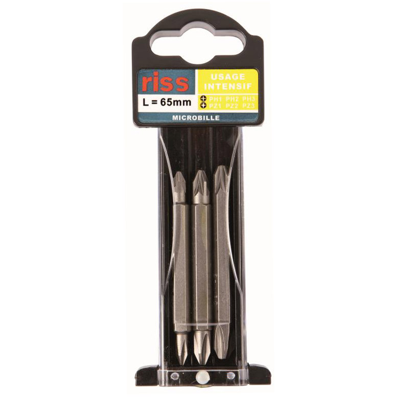 

Набор двухсторонних бит RISS PH/PZ 65мм №1-2-3, 3 шт