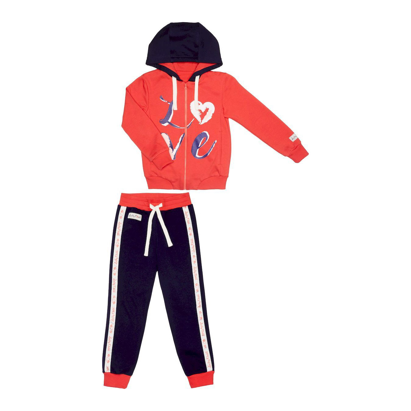 фото Спортивный костюм lucky child: куртка и брюки коралл/синий 128-134