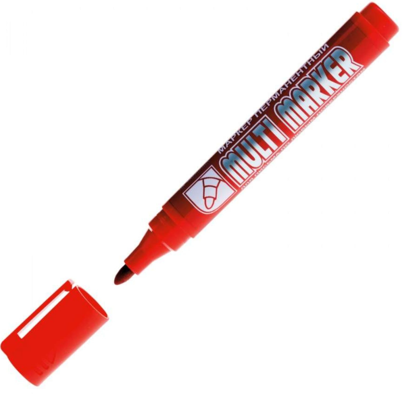 Маркер перманентный Crown Multi Marker красный, пулевидный, 3 мм
