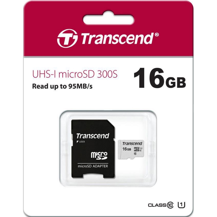 Карта памяти Transcend microSDHC 300S 16GB, цвет серый TS16GUSD300S-A - фото 2