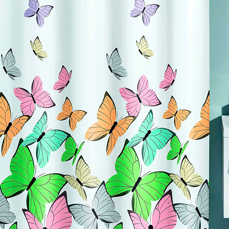 фото Штора для ванной kleine wolke butterflies разноцветная 180х200 см