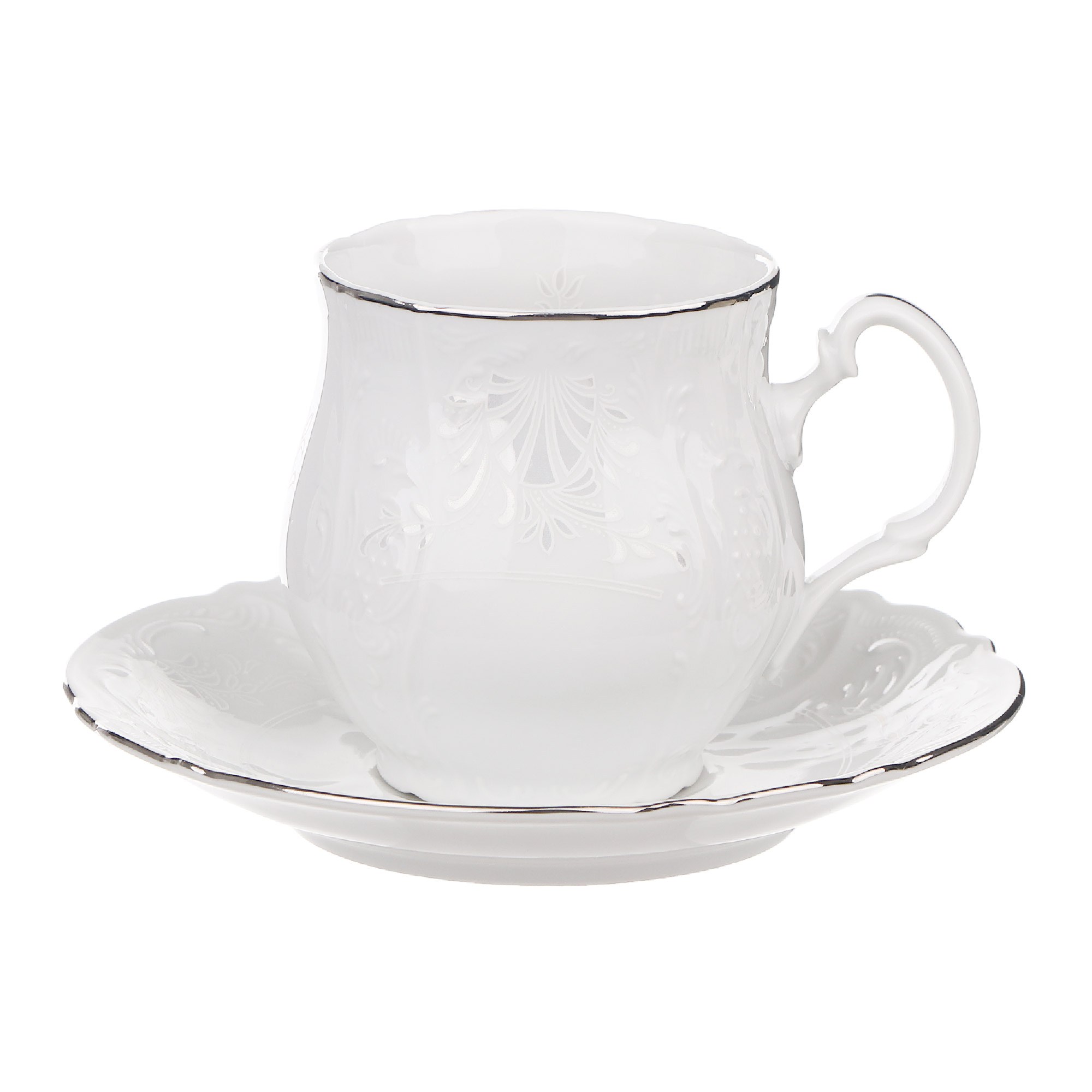 фото Чашка для чая 250 мл с блюдцем thun1794 декор деколь, отводка платина thun 1794