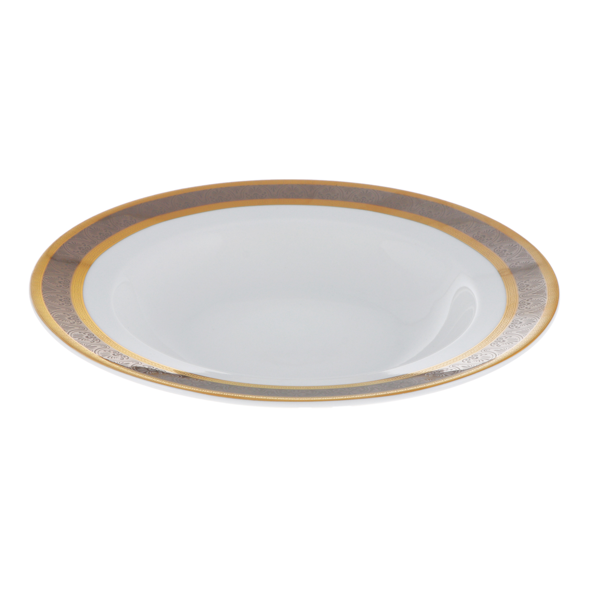 Набор тарелок глубоких 22 см Thun1794 опал декор широкий кант платина, золото