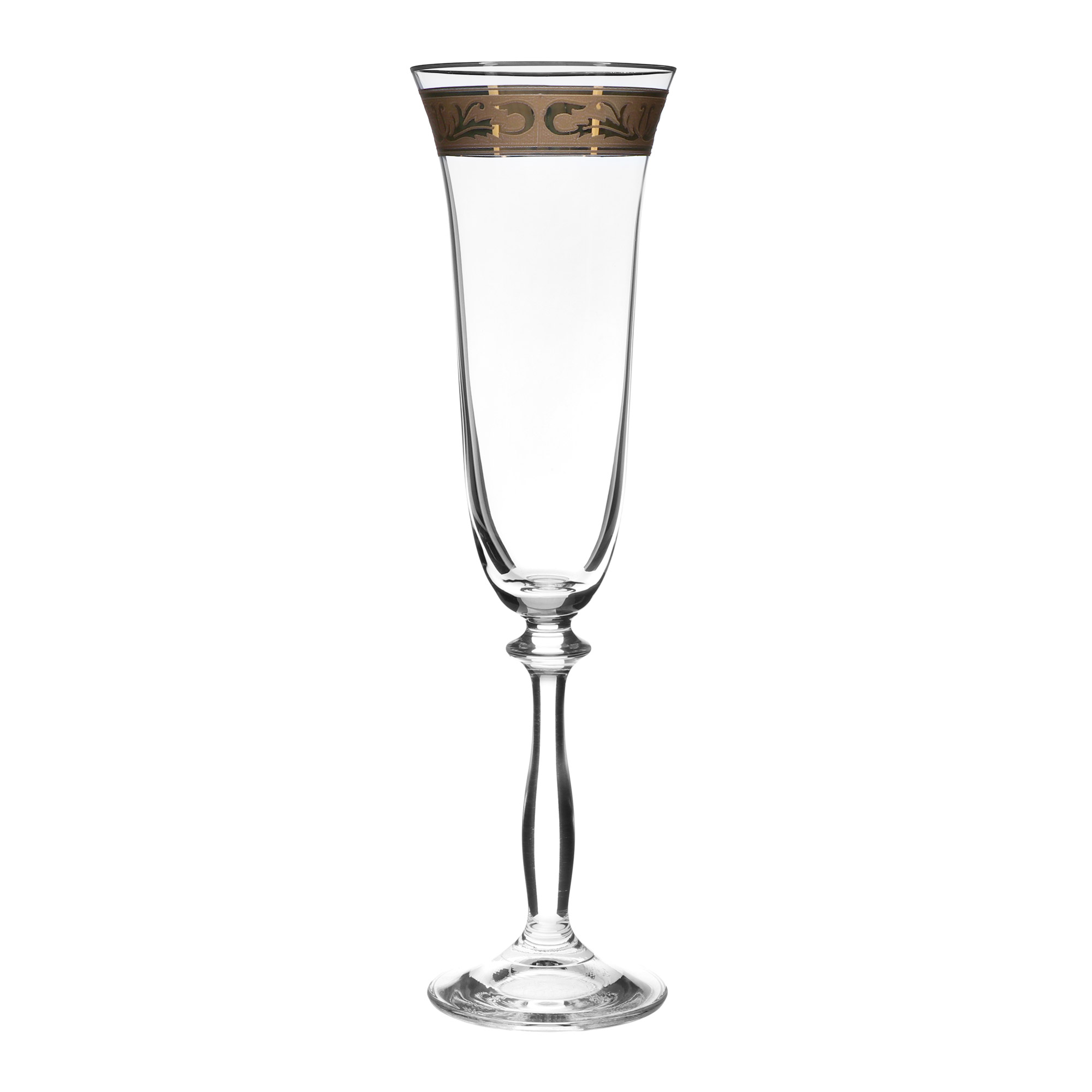 Набор рюмок для шампанского Crystal Bohemia ANGELA, декор Диарит, декорирование золотом, 190 мл (набор 6 шт) - фото 1