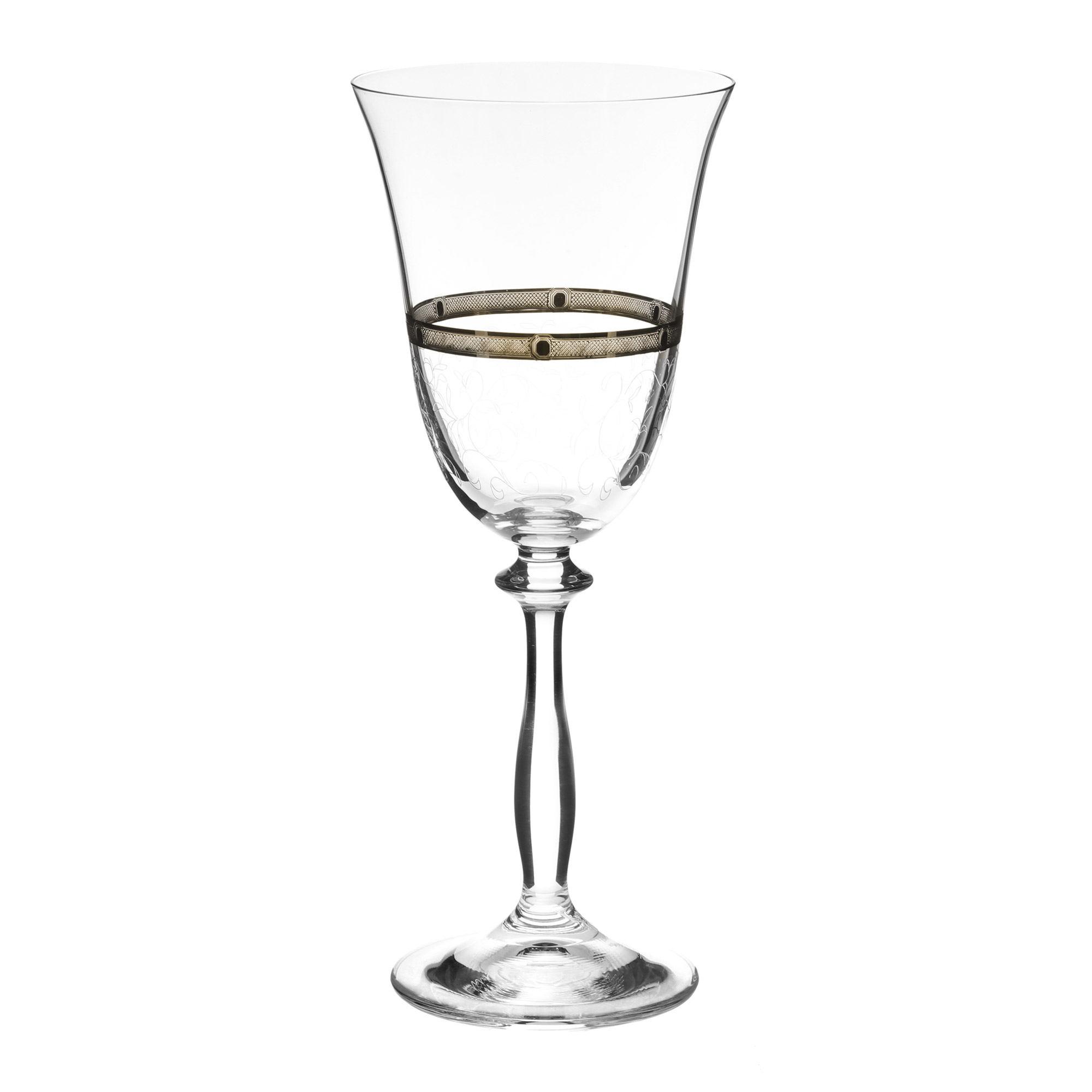 Набор рюмок для вина Bohemia Crystal ANGELA, декор Нижнее панто, платиновая полоса, 250 мл (набор 6 шт) - фото 1