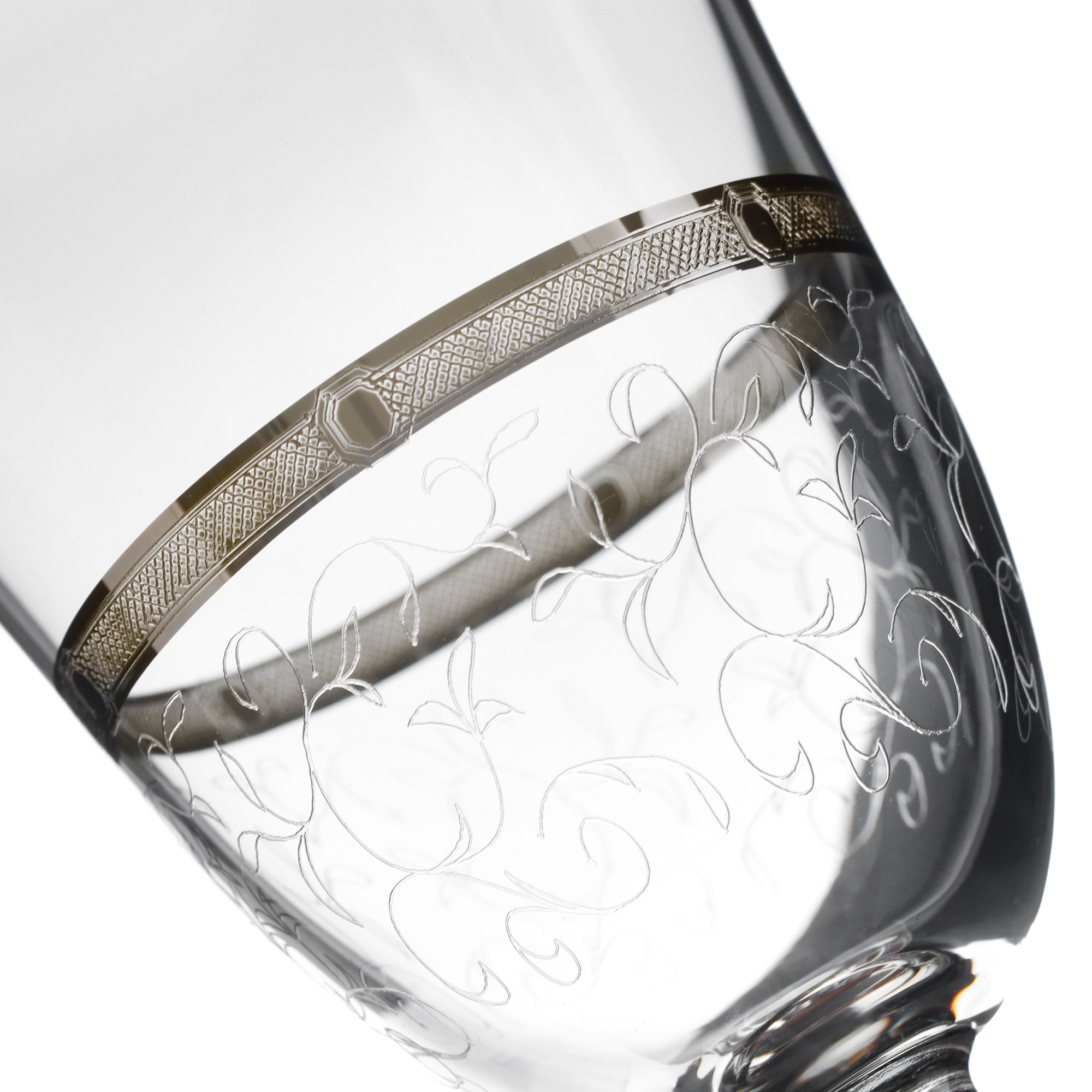 Набор рюмок для вина Bohemia Crystal ANGELA, декор Нижнее панто, платиновая полоса, 250 мл (набор 6 шт) - фото 2