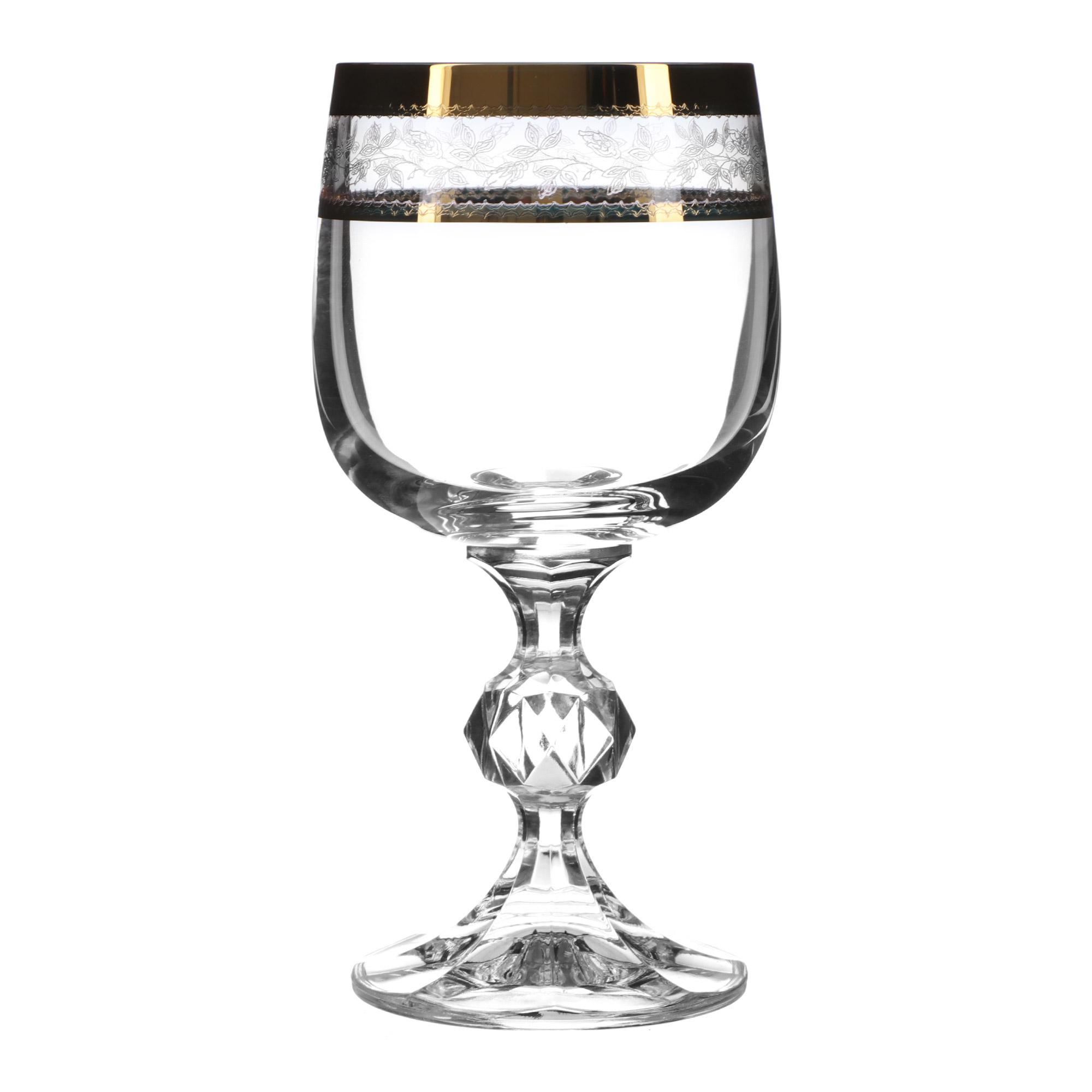 фото Набор рюмок для вина bohemia crystal claudia, декор панто, золото, 190 мл (набор 6 шт)