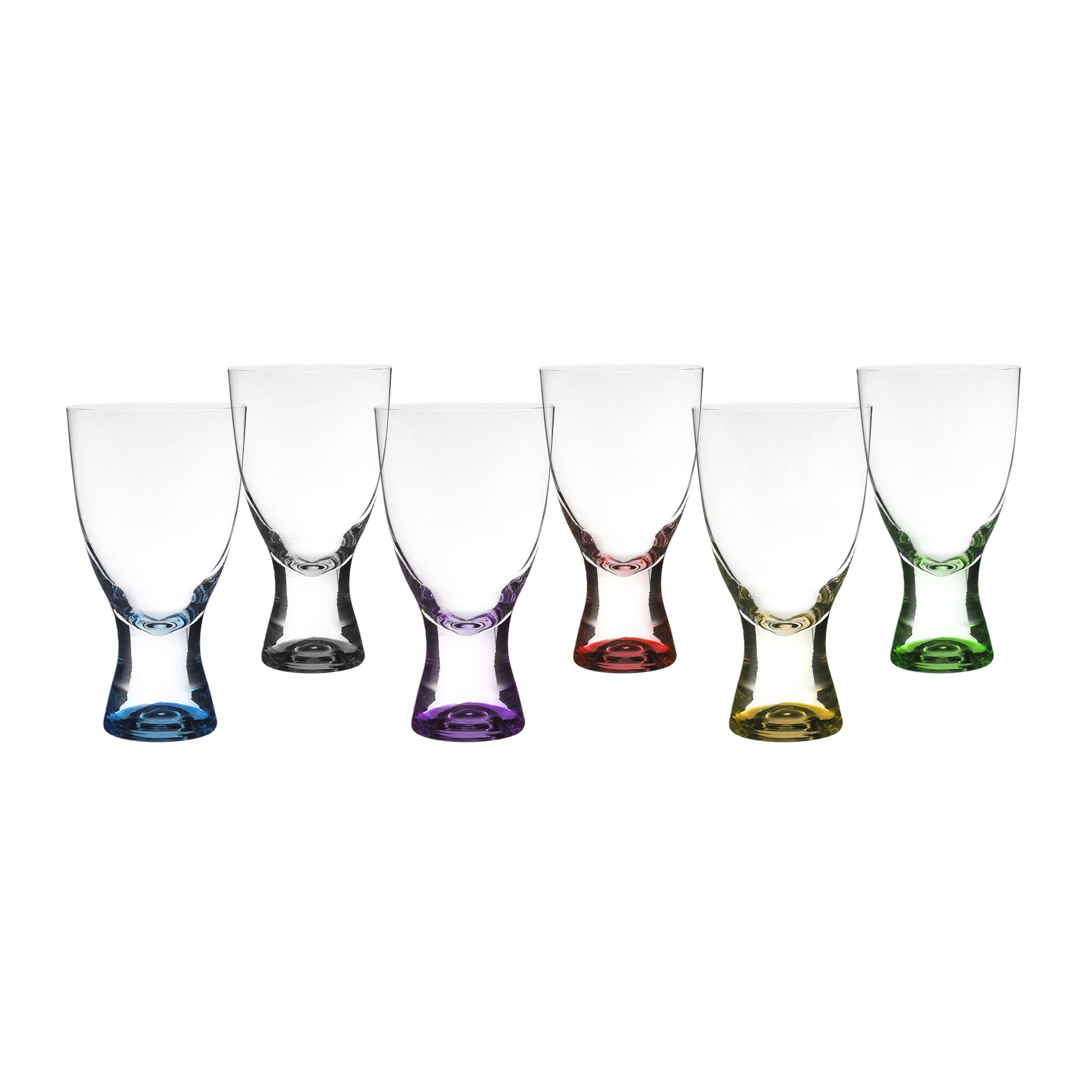 фото Набор стаканов для воды bohemia crystal samba, декор цветная ножка, микс 6 цветов, 320 мл (набор 6 шт)