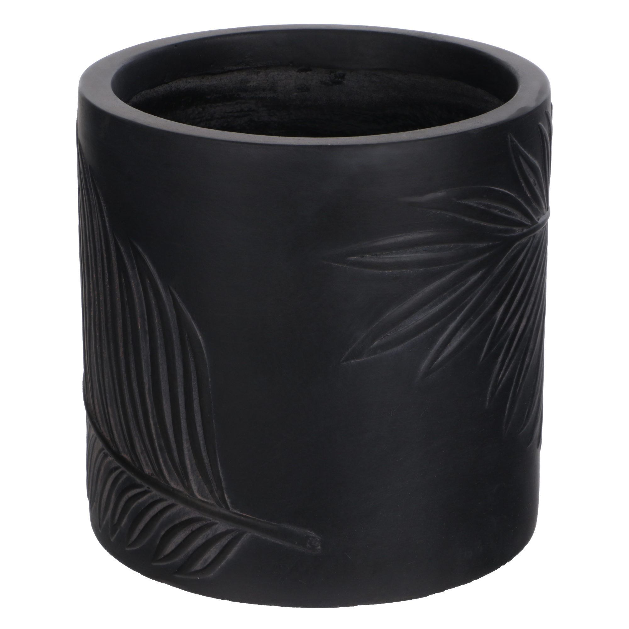 Горшок цветочный  L&t pottery цилиндр leaf черный d24 - фото 1