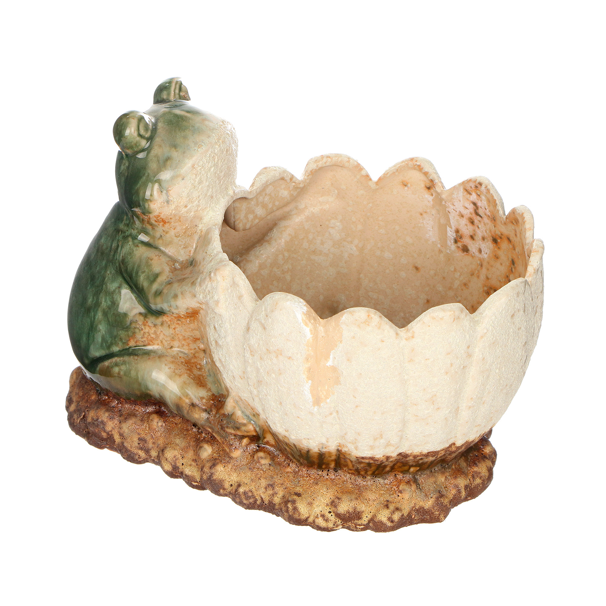 Кашпо для цветов Dehua ceramic лягушонок  21х14х15см - фото 1