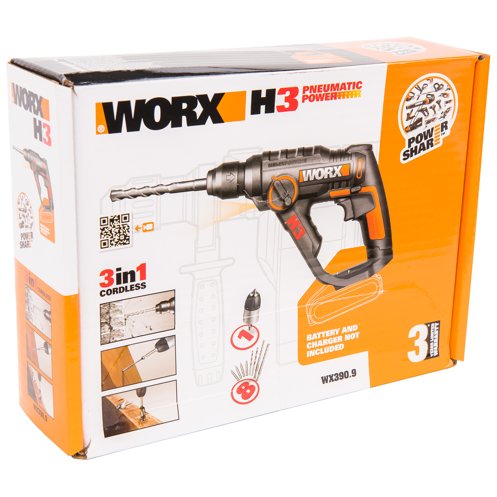 фото Перфоратор worx wx390.9 без акб и зу