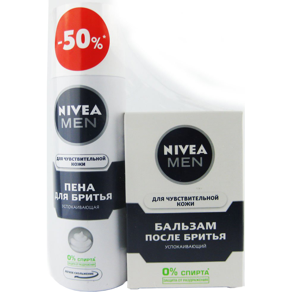 фото Набор nivea men пена для бритья успокаивающая 200 мл + бальзам после бритья успокаивающий 100 мл