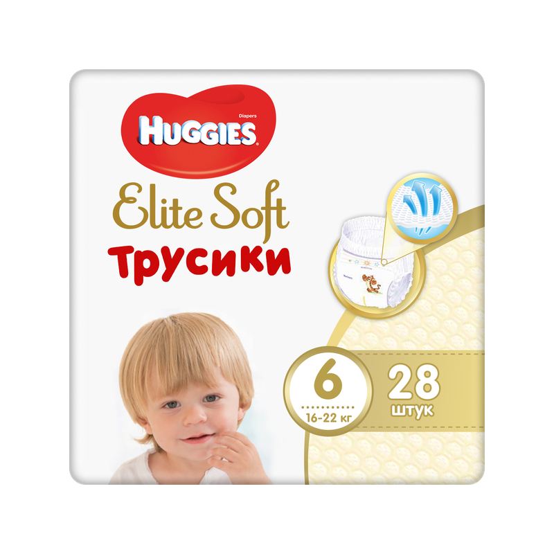 фото Трусики huggies elite soft 6 (16-22 кг) 28 шт