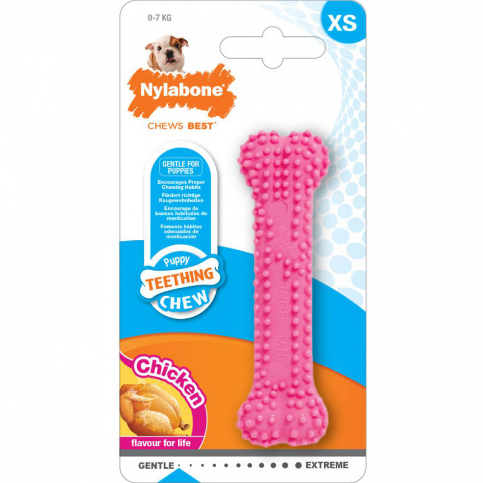 фото Игрушка для собак nylabone косточка dental xs мягкая с ароматом курицы