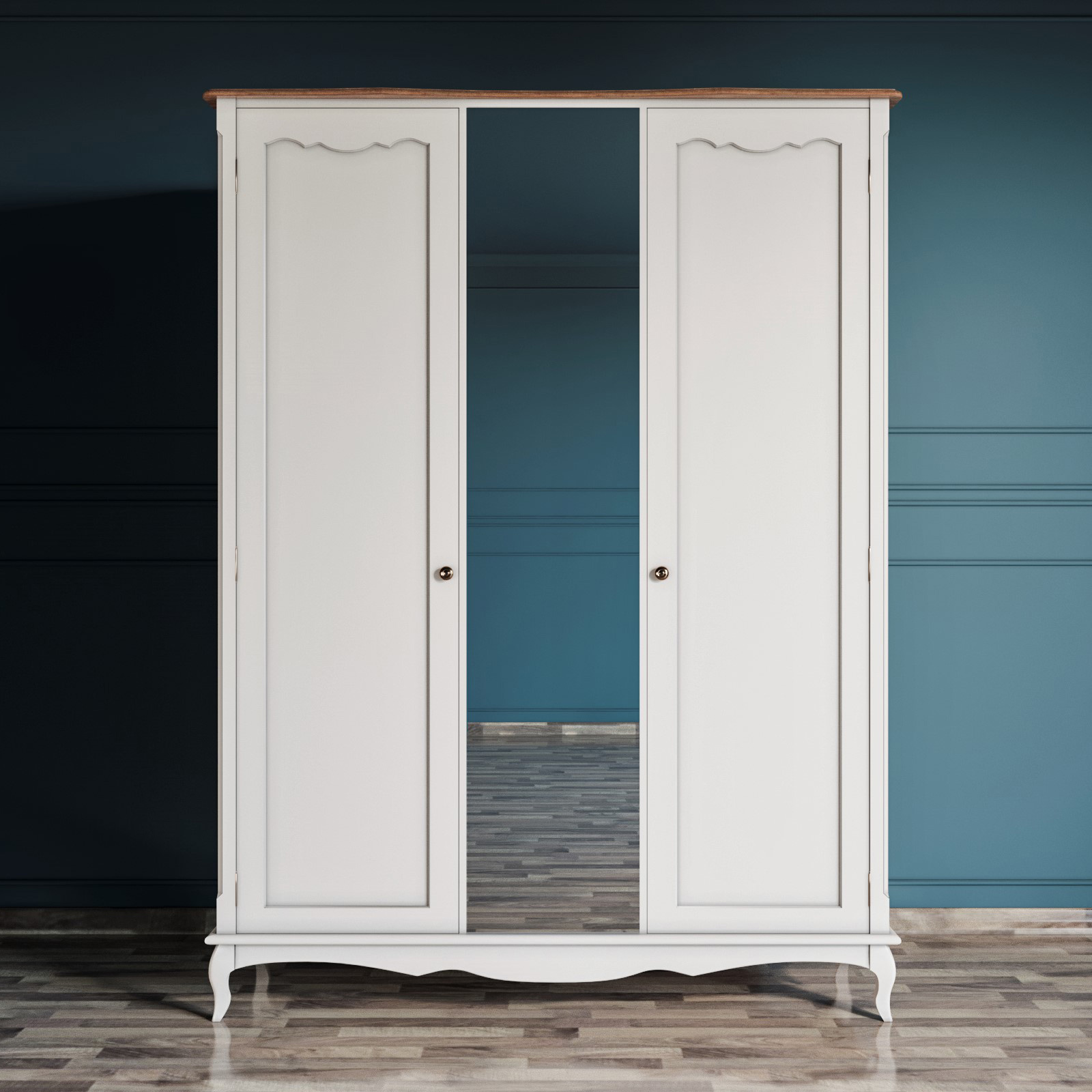 Шкаф для одежды Этажерка Leontina  двухстворчатый с Зеркалом ST9327Z, цвет бежевый - фото 2