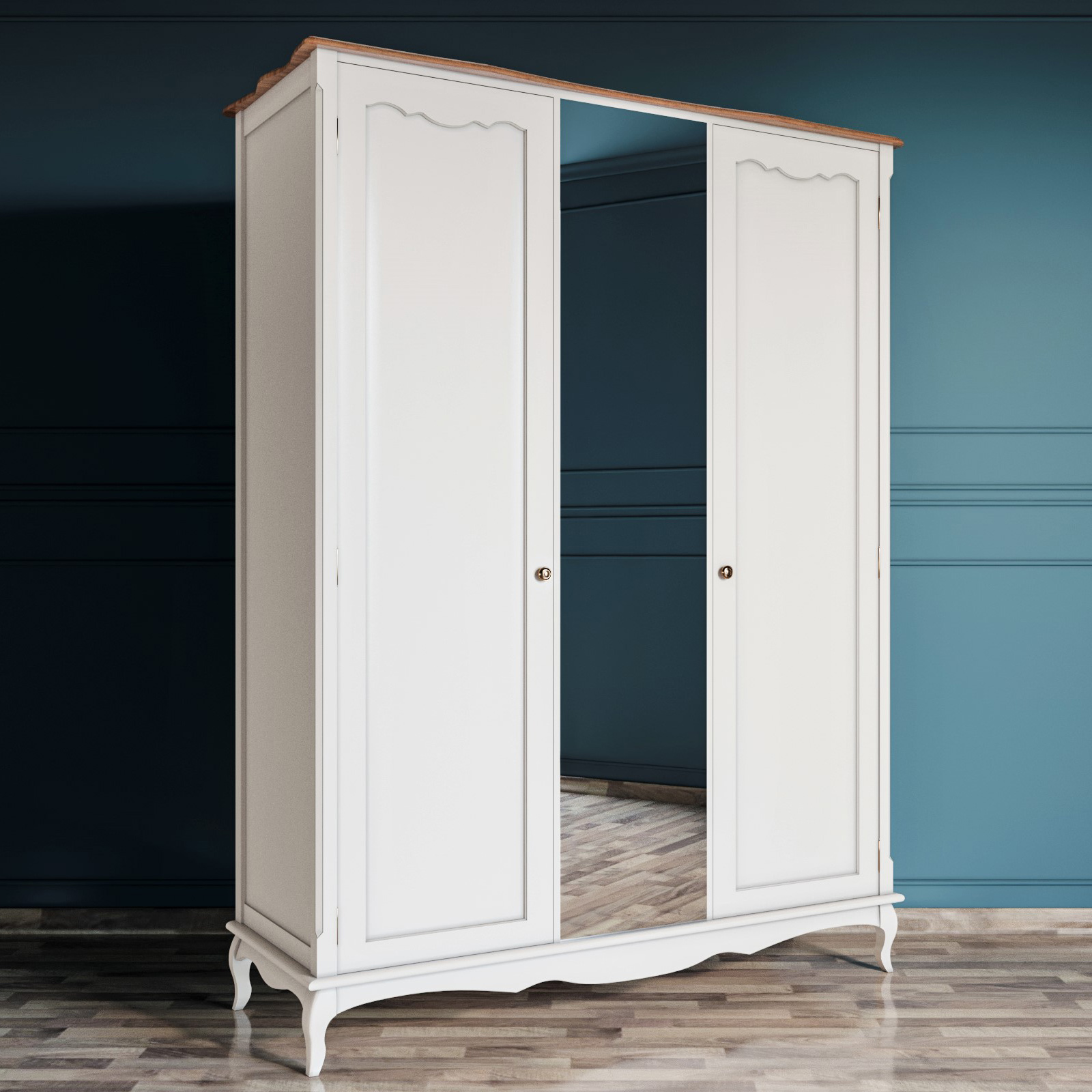 Шкаф для одежды Этажерка Leontina  двухстворчатый с Зеркалом ST9327Z, цвет бежевый - фото 5