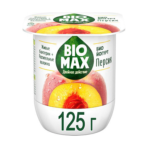 Биойогурт BioMax c Персиком 2,2% 125г - фото 1