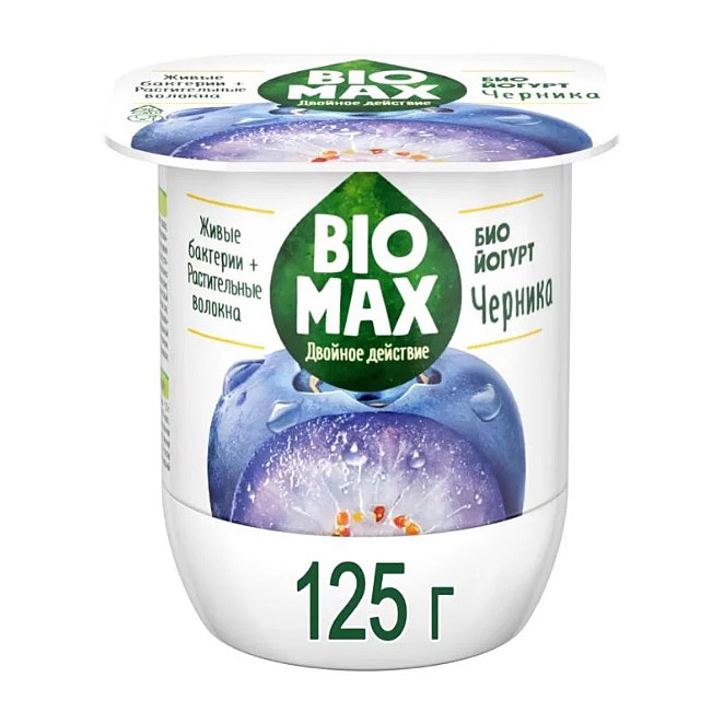 Биойогурт BioMax c черникой 2,2% 125г