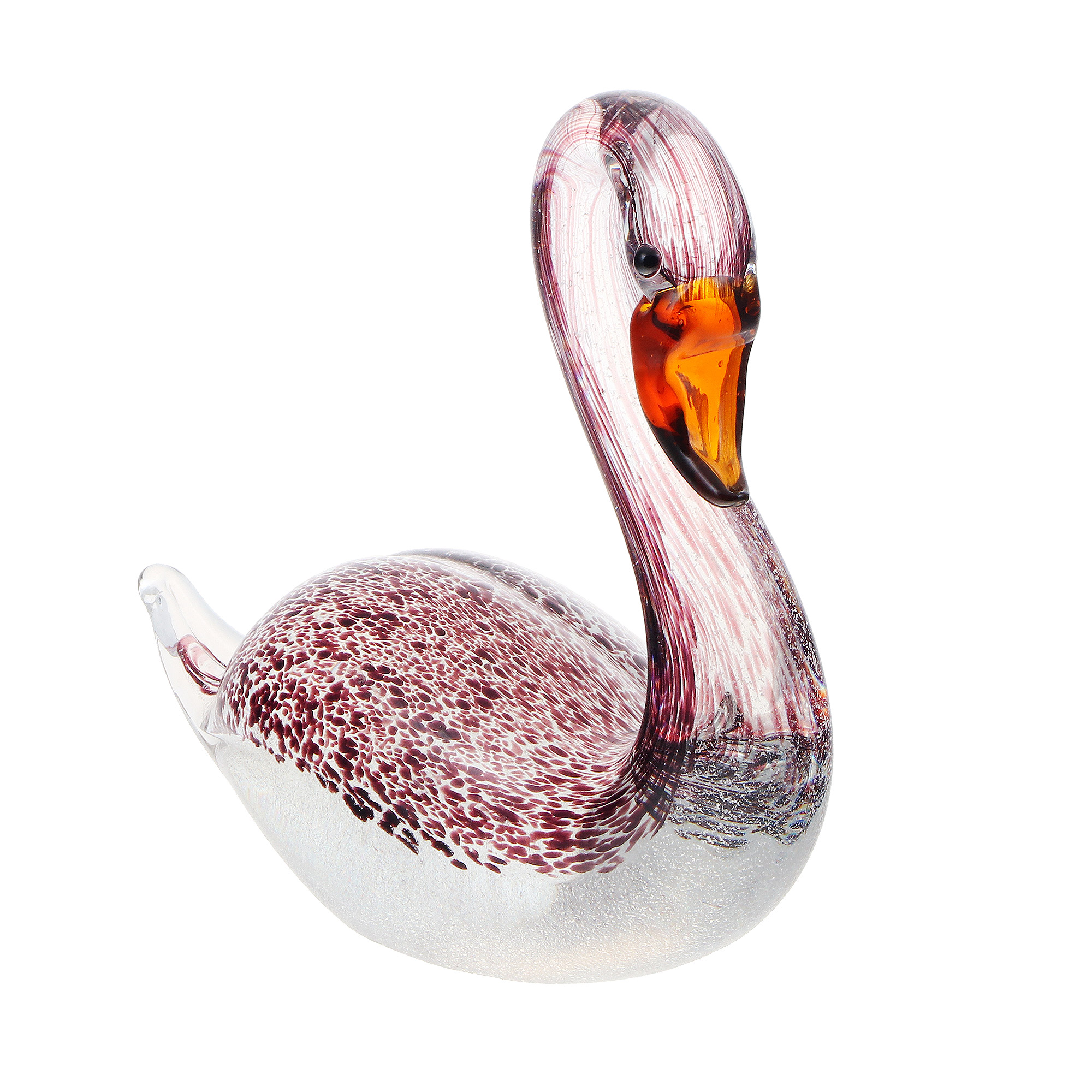 фото Фигурка art glass розовый лебедь 18см