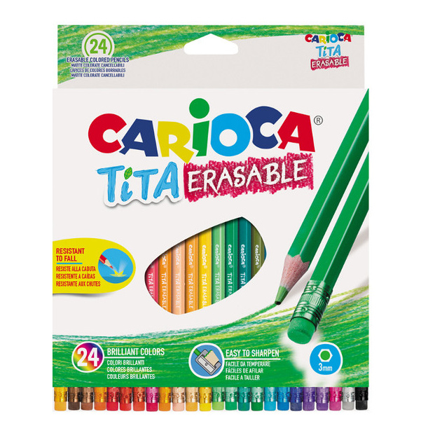 фото Набор цветных карандашей carioca tita erasable 24 цвета