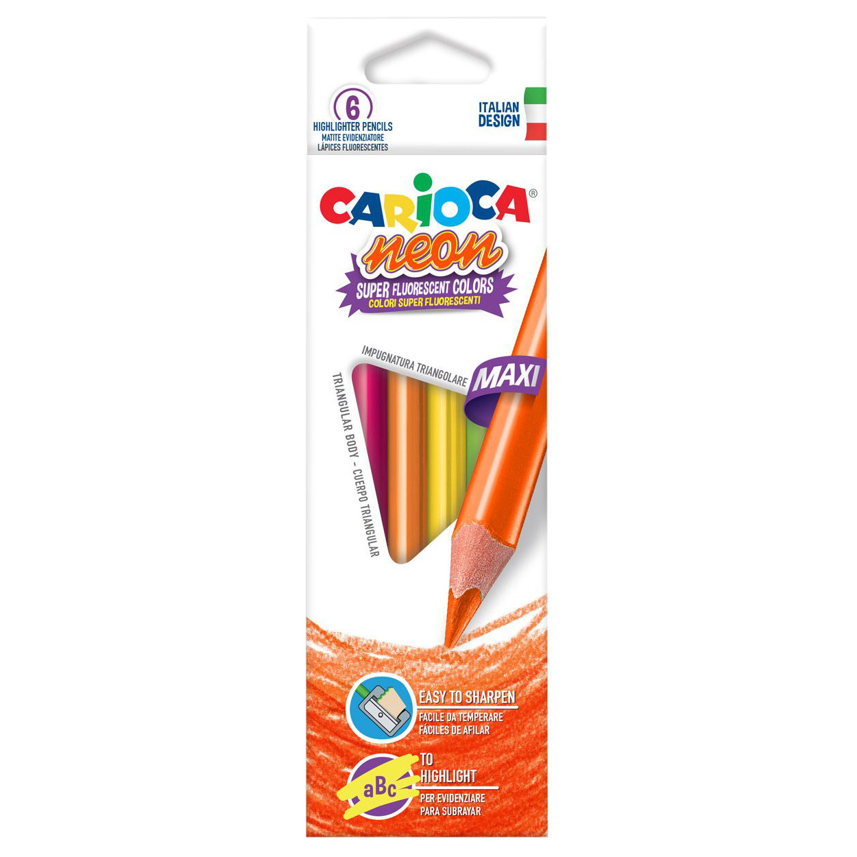 фото Набор карандашей-текстовыделителей carioca neon 6 цветов