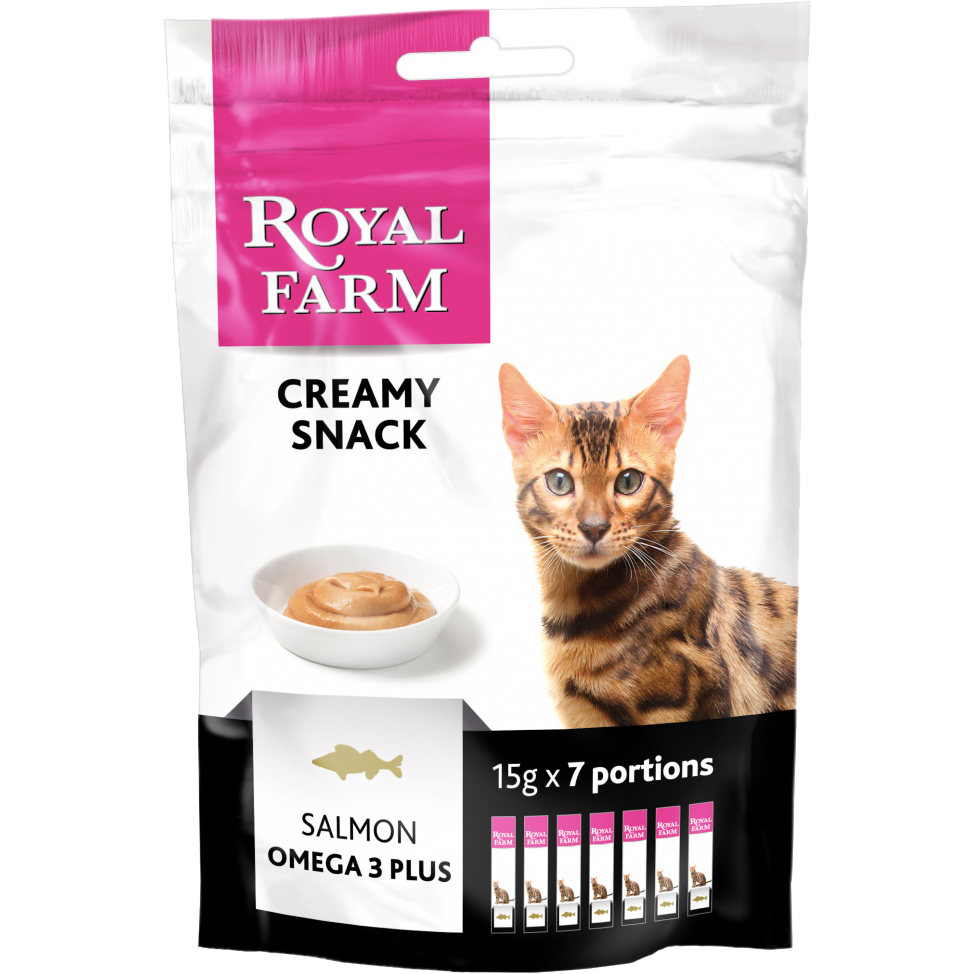 фото Лакомство для кошек royal farm creamy snack с лососем 7x15 г