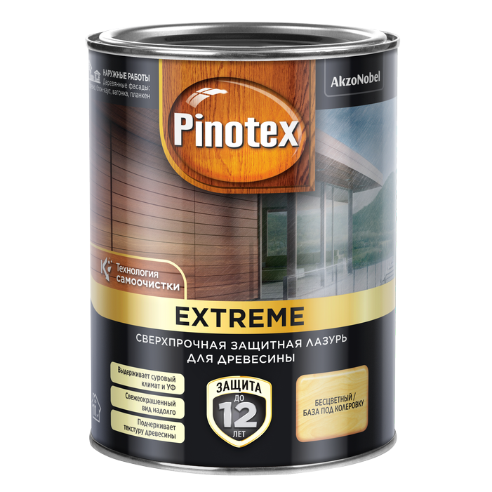 фото Лазурь для дерева pinotex extreme прозрачный bc 0.9л пинотекс/pinotex