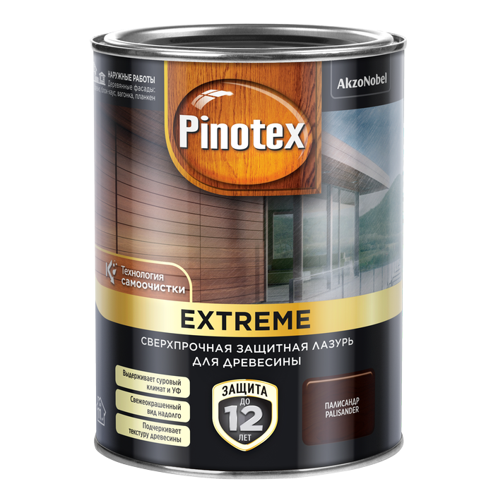 фото Лазурь для дерева pinotex extreme палисандр 0.9л пинотекс/pinotex