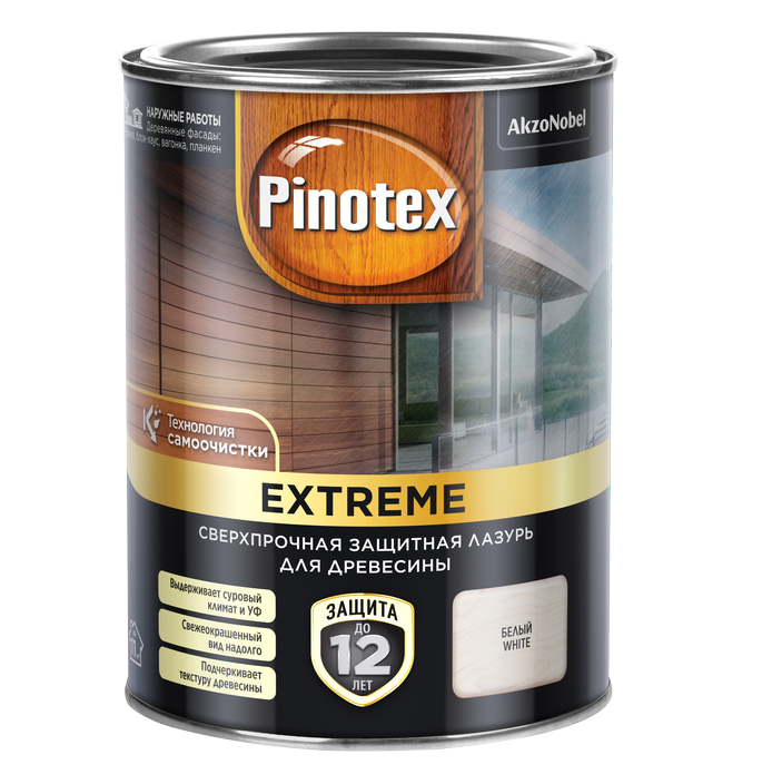 фото Лазурь для дерева pinotex extreme белая 0.9л пинотекс/pinotex