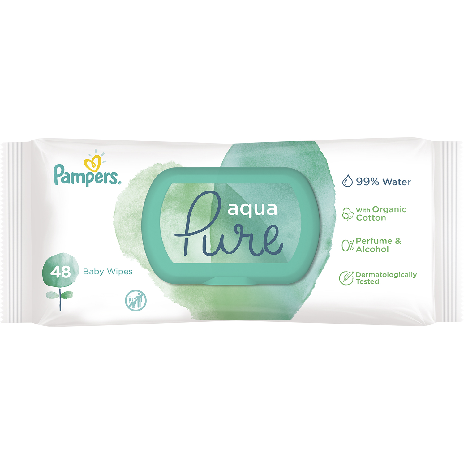 фото Детские влажные салфетки pampers aqua pure 48 шт