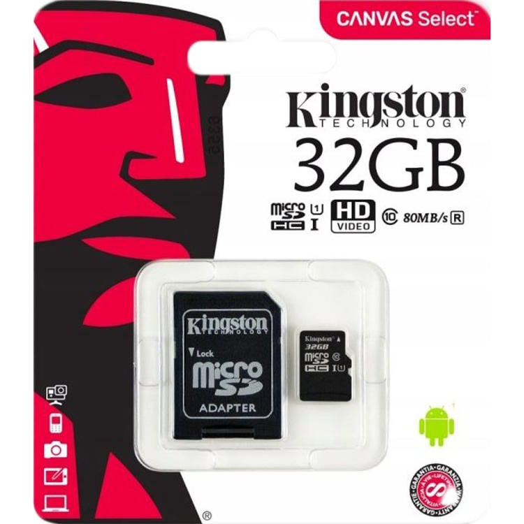 фото Карта памяти kingston canvas select microsd 32gb class 10