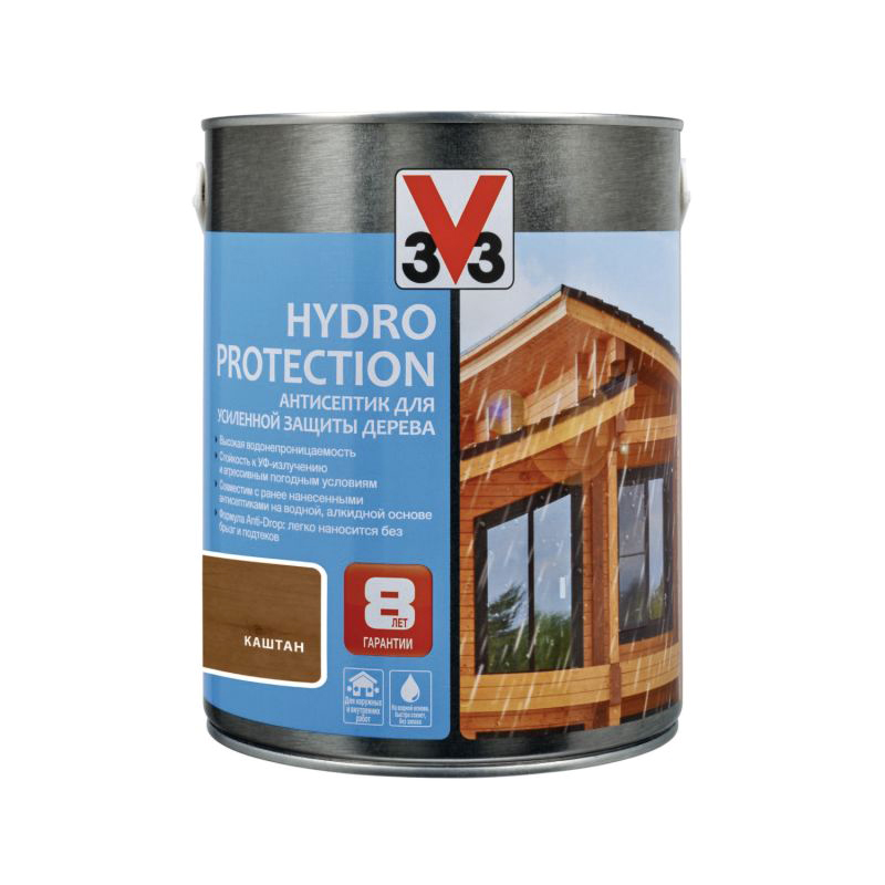 фото Антисептик алкидный v33 hydro protection каштан 2,5 л