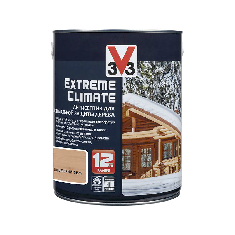 фото Антисептик алкидный v33 extreme protection французский беж 2,5 л