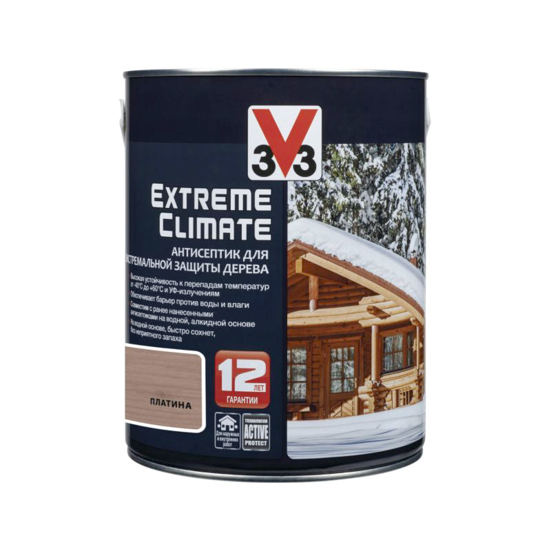 фото Антисептик алкидный v33 extreme protection платина 2,5 л