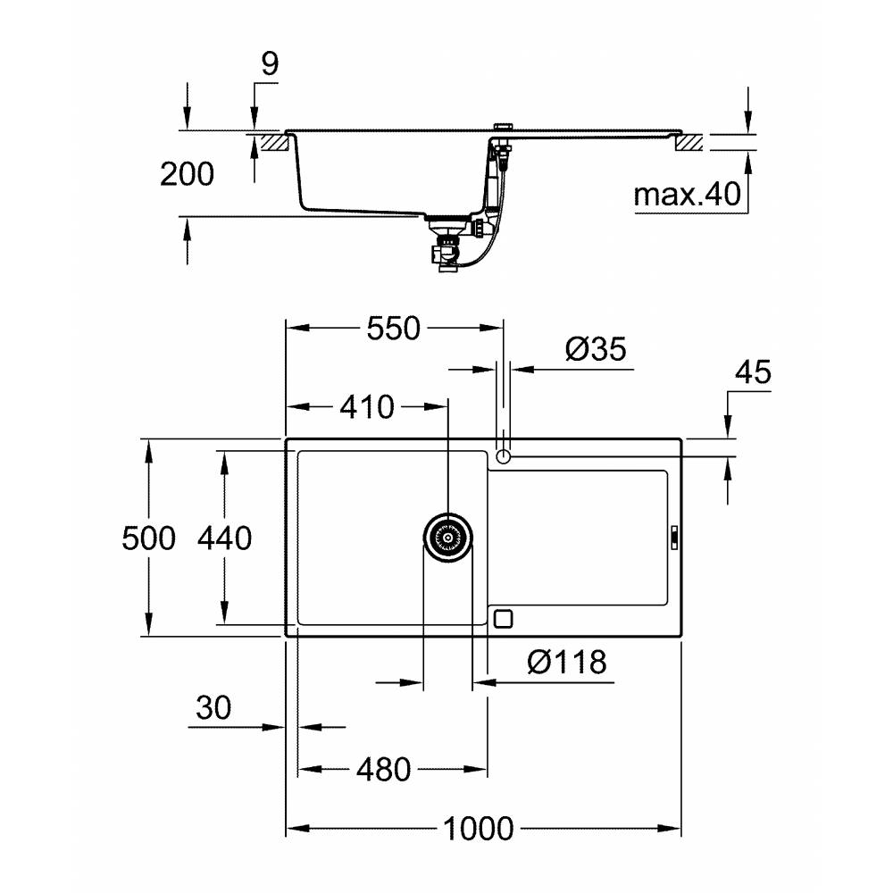 фото Мойка композитная grohe k500 60-c 100/50 1.0