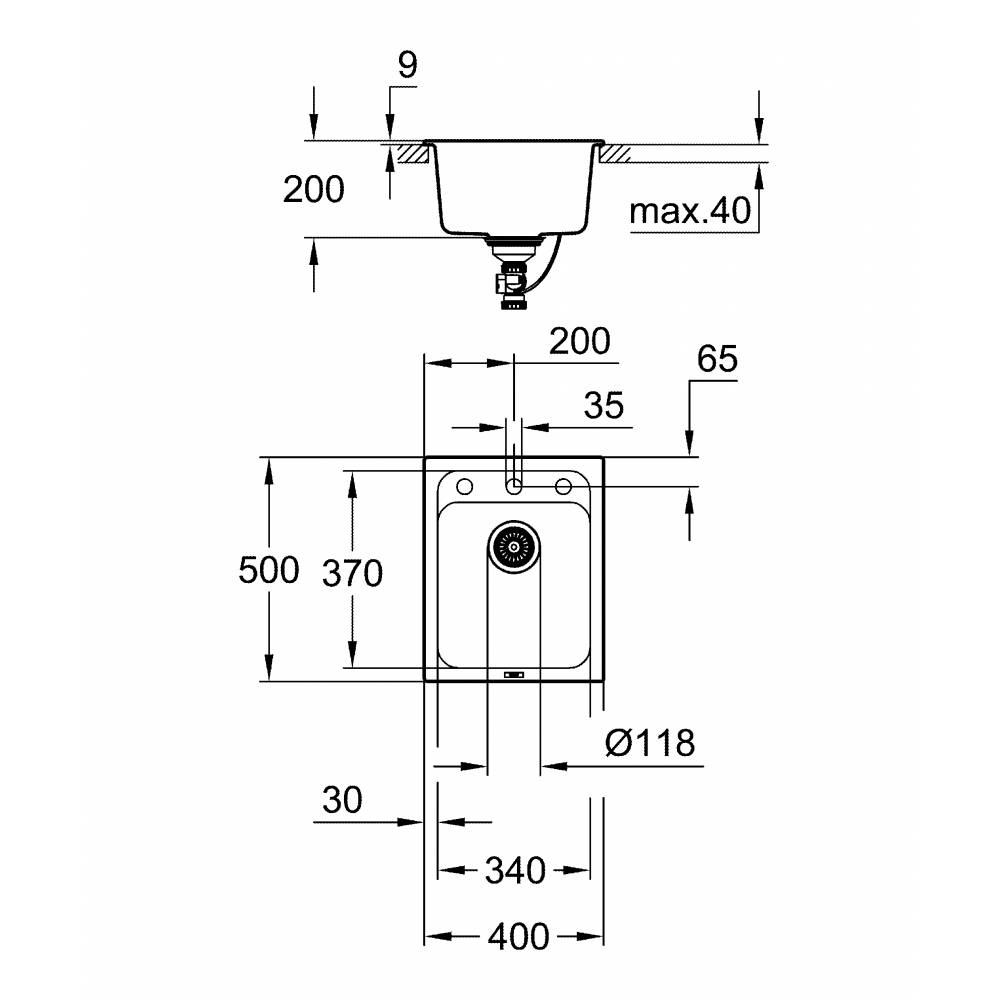 фото Мойка композитная grohe k700 50-c 40/50 1.0