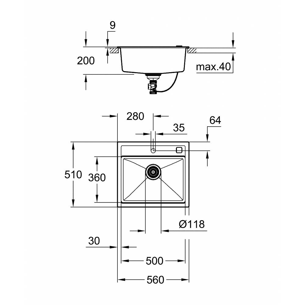 фото Мойка композитная grohe k700 60-c 56/51 1.0