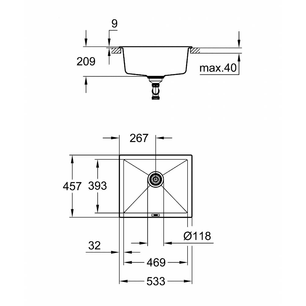 фото Мойка композитная grohe k700u 60-c 53,3/45,7 1.0