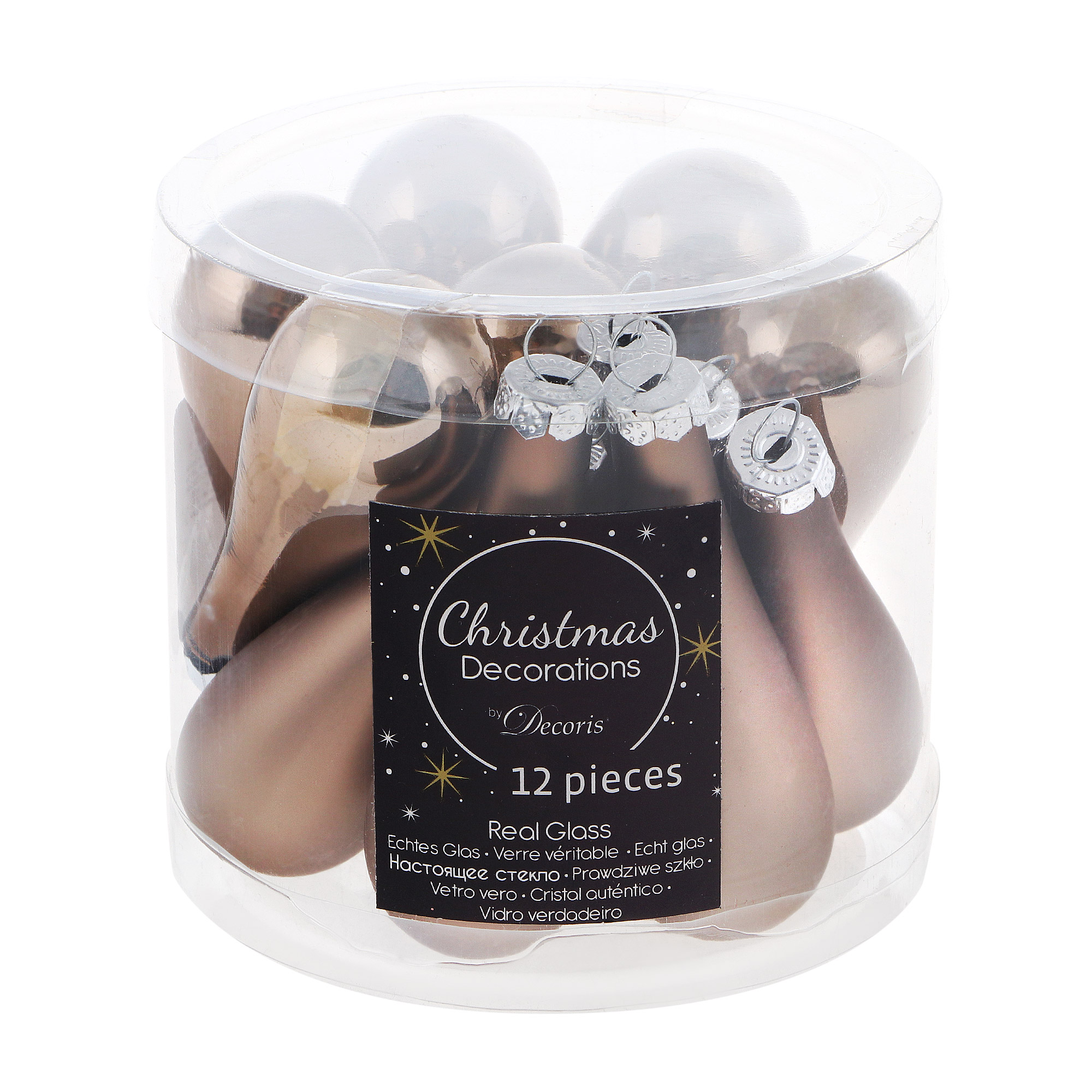 

Набор игрушек Kaemingk на елку 7.5см 12шт коричневые, Коричневый