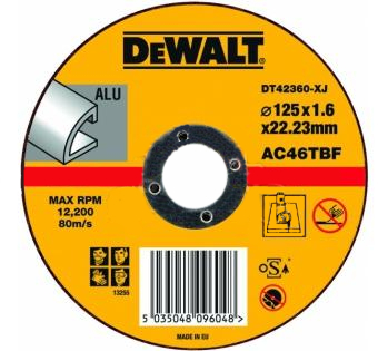 фото Круг отрезной dewalt по алюминию 125x22.2x1.6мм тип1