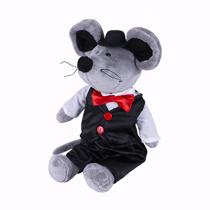 

Игрушка Softoy Мышь 26 см, Серый;черный;красный