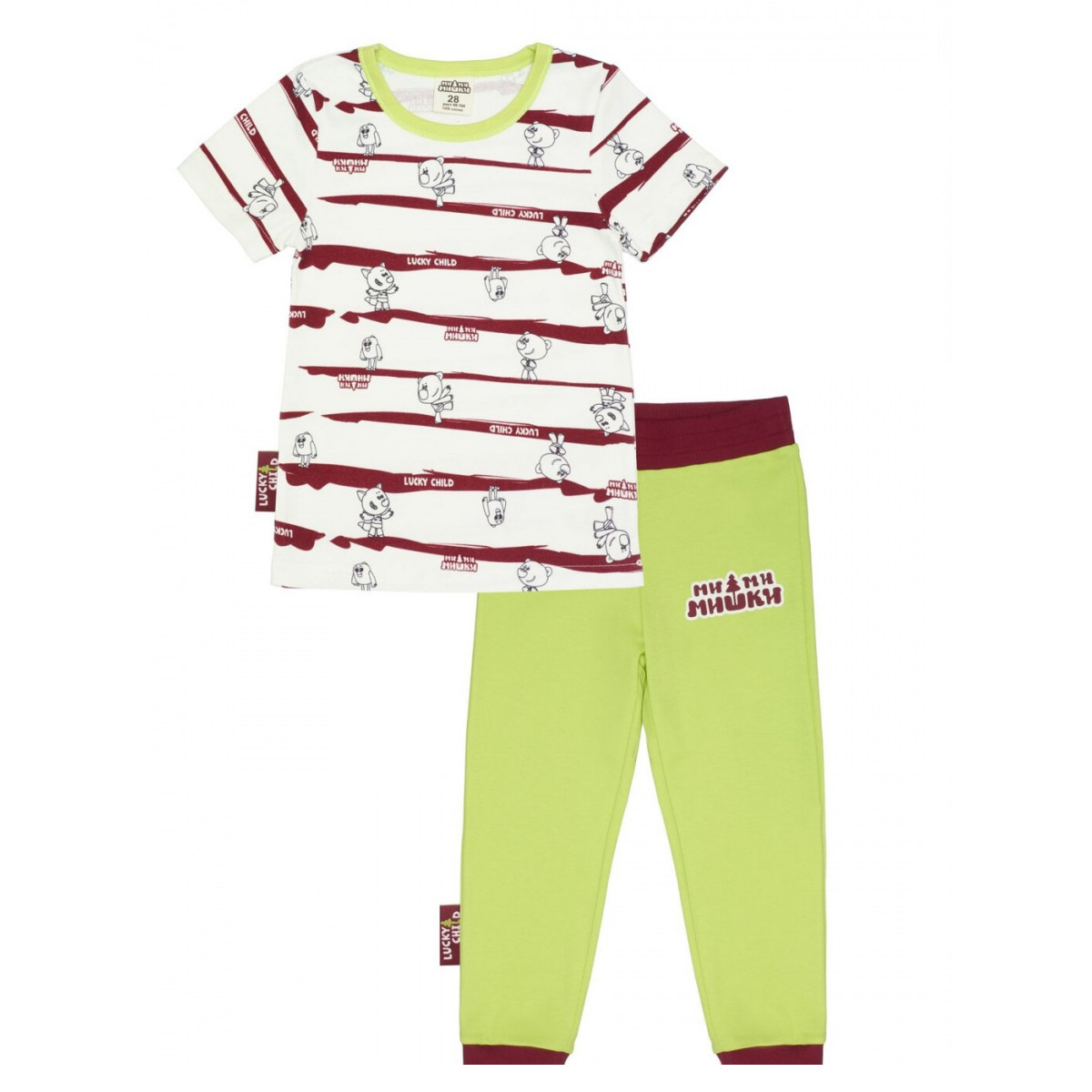 Пижама со штанами Lucky Child-МИШКИ полосатая
